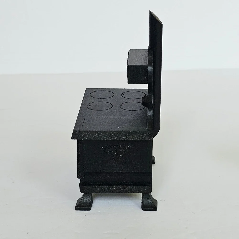 Vintage Miniature Kitchen Furniture Stove Ice Box Butcher Block Set Farmhouse
